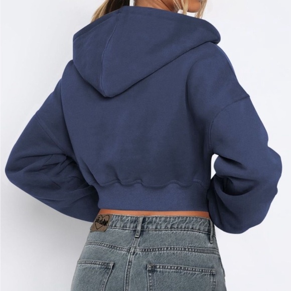 Zip Up Long Sleeve Hooded Cropped Jacket - Picture 7 of 15